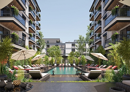 Новая студия с видом на бассейн в качественном доме. Фото 9