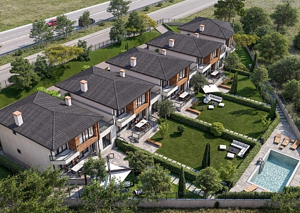 Modern houses with a swimming pool in the Lahana area, between Sarafovo and Pomorie. Photo 1