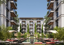 Новая студия с видом на бассейн в качественном доме. Фото 1 Новая студия с видом на бассейн в качественном доме. Фото 1